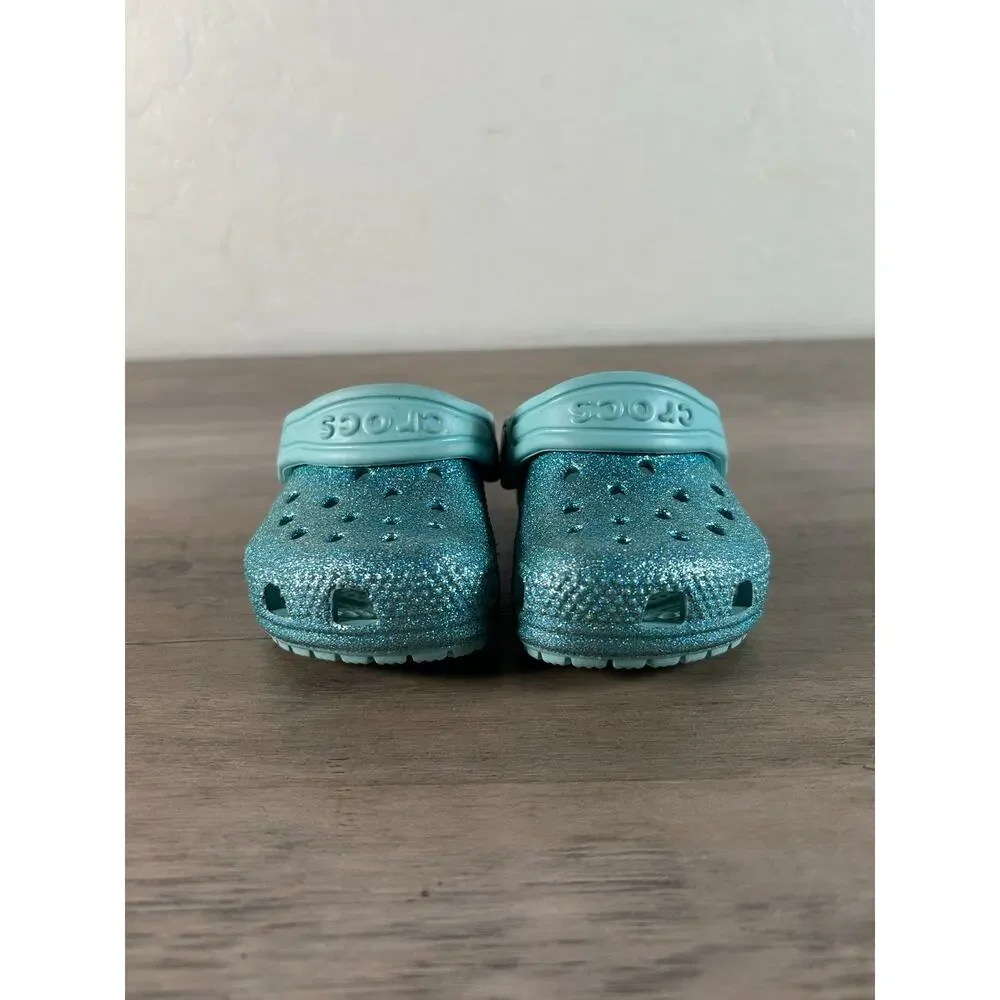 Crocs Classic Teal Blue Glitter- Childs Size‎ 4- New without Tags